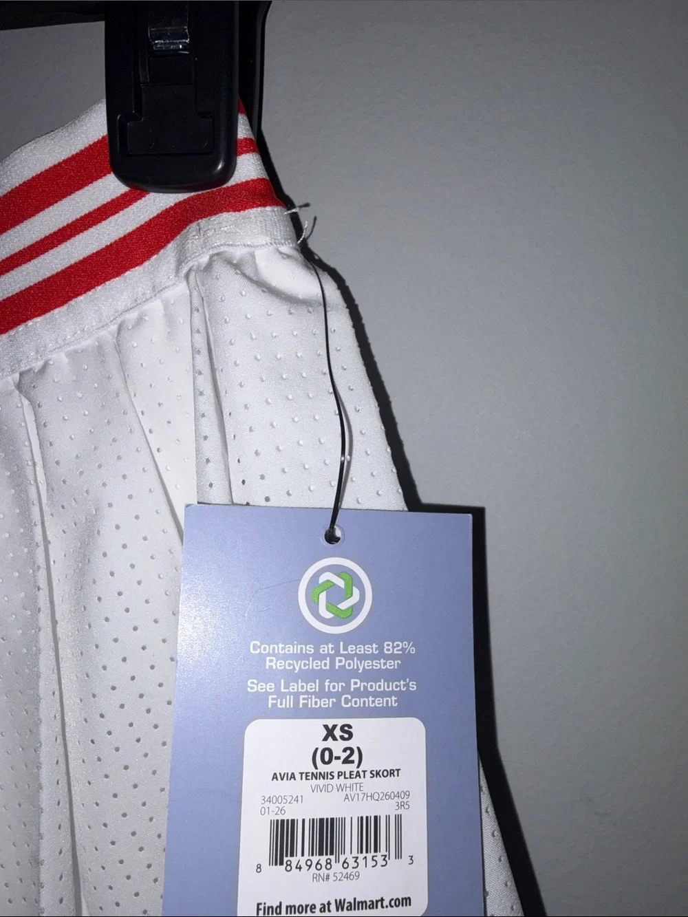 White Pleated Athletic Skirt with Red Trim XS